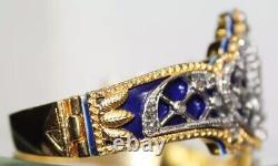 3.90ct Rose Cut Diamond Victorian Look 925 Silver Blue Enamel Wedding Bracelet