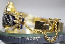 3.90ct Rose Cut Diamond Victorian Look 925 Silver Blue Enamel Wedding Bracelet