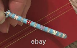 $350 Sterling Silver Turquoise Blue Enamel Butterfly Stackable Bangle Bracelet