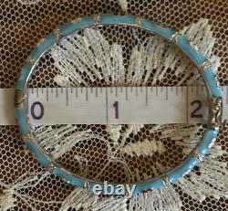 $350 Sterling Silver Turquoise Blue Enamel Butterfly Stackable Bangle Bracelet