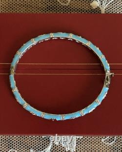 $350 Sterling Silver Turquoise Blue Enamel Butterfly Stackable Bangle Bracelet