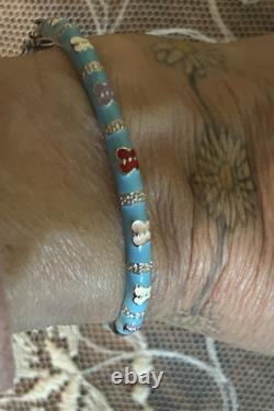$350 Sterling Silver Turquoise Blue Enamel Butterfly Stackable Bangle Bracelet