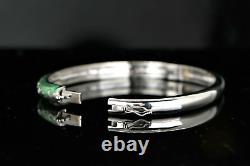 $5750 Hidalgo 18K White Gold Diamond Blue Green Enamel Moon Star Bangle Bracelet