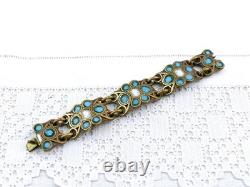 60s MCM Modernist Turquoise Blue Enamel Bronze Bracelet by Dominique Piéchaud