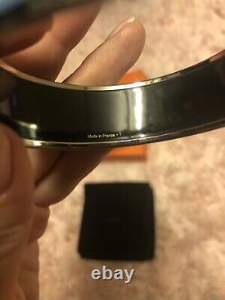 $610Retailed Hermès Bangle Enamel Bracelet/Blue/belt Print