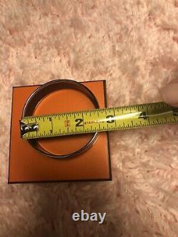 $610Retailed Hermès Bangle Enamel Bracelet/Blue/belt Print