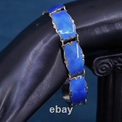 7.25, Norway gold over sterling 925 silver handmade bracelet with blue enamel