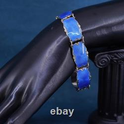 7.25, Norway gold over sterling 925 silver handmade bracelet with blue enamel