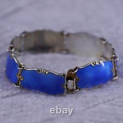 7.25, Norway gold over sterling 925 silver handmade bracelet with blue enamel