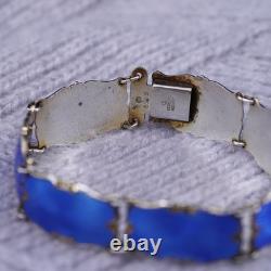 7.25, Norway gold over sterling 925 silver handmade bracelet with blue enamel