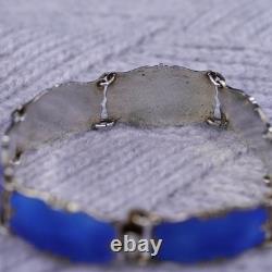 7.25, Norway gold over sterling 925 silver handmade bracelet with blue enamel