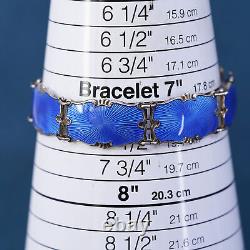 7.25, Norway gold over sterling 925 silver handmade bracelet with blue enamel
