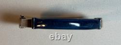 7 Milor Italy 925 Sterling Silver blue Enamel Hinged Bangle Bracelet 19.9g