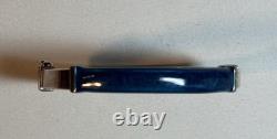 7 Milor Italy 925 Sterling Silver blue Enamel Hinged Bangle Bracelet 19.9g