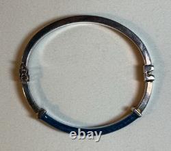 7 Milor Italy 925 Sterling Silver blue Enamel Hinged Bangle Bracelet 19.9g