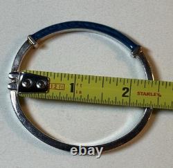 7 Milor Italy 925 Sterling Silver blue Enamel Hinged Bangle Bracelet 19.9g