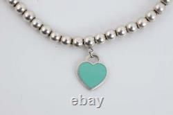 7 Tiffany & Co. 925 Silver Blue Enamel Heart Tag Bracelet (5.56g.)