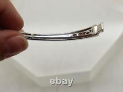 925 Sterling Silver Belle Etoile Blue Enamel White Stone Bangle Bracelet