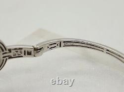 925 Sterling Silver Belle Etoile Blue Enamel White Stone Bangle Bracelet