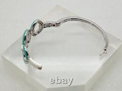 925 Sterling Silver Belle Etoile Blue Enamel White Stone Bangle Bracelet