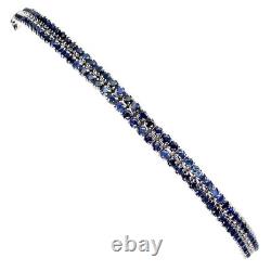 925 Sterling Silver Bracelet Round Blue Sapphire 1.5mm Gemstone Jewelry 7in