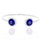 925 Sterling Silver Simulated Blue & White Enamel Evil Eye Bangle Bracelet 7