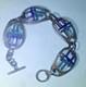 925 Sterling Silver Vintage Shades Of Blue Enamel Panel Link Bracelet 7.5