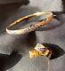 Amazing Gripoix Enamel & 14k Gold Vintage Bangle Bracelet & Earring Set Signed