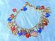 Anne Koplik Designs 7 Patriotic Charm Bracelet Nwt Crystals Metal Glass Hearts