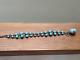 Antique Guilloche Enammel Charm 1/20 12k Gf On Turquoise Blue Beaded Bracelet 7