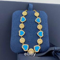 APM MONACO -Gold on 925 Silver, BLUE HEART & CZs Sun Adjustable Ete Bracelet