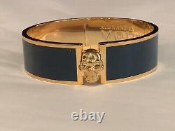 AUTHENTIC SIGNED ALEXANDER McQUEEN BLUE ENAMEL SKULL HINGED BRACELET NR