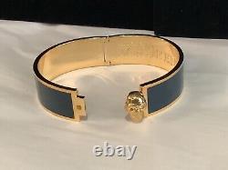 AUTHENTIC SIGNED ALEXANDER McQUEEN BLUE ENAMEL SKULL HINGED BRACELET NR