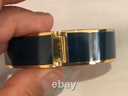 AUTHENTIC SIGNED ALEXANDER McQUEEN BLUE ENAMEL SKULL HINGED BRACELET NR