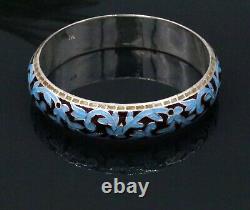 AWESOME 925 STERLING SILVER BLUE COLOR ENAMEL MEENAKARI BANGLE BRACELET ba18