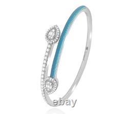 Affinity Diamonds Sterling Silver 0.75 cttw, Blue Enamel Bracelet, 6-3/4