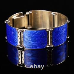 Aksel Holmsen Royal Blue Enamel Bracelet Scandinavian Sterling Silver 925S
