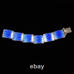 Aksel Holmsen Royal Blue Enamel Bracelet Scandinavian Sterling Silver 925S