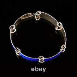 Aksel Holmsen Royal Blue Enamel Bracelet Scandinavian Sterling Silver 925S