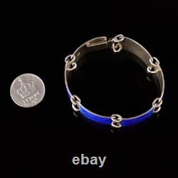 Aksel Holmsen Royal Blue Enamel Bracelet Scandinavian Sterling Silver 925S