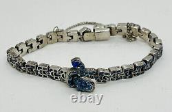 Alba Jaime Quiroz Vintage Mexican Sterling Silver Blue Enamel Snake Bracelet