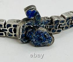 Alba Jaime Quiroz Vintage Mexican Sterling Silver Blue Enamel Snake Bracelet