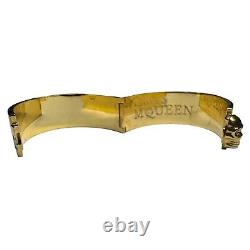 Alexander McQueen Blue Enamel Gold Tone Metal Bracelet Skull Hinge