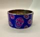 Alexander Mcqueen Wide Blue Enamel Pink Skull Bangle Bracelet