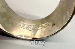 Alexander McQueen Wide Blue Enamel Pink Skull Bangle Bracelet