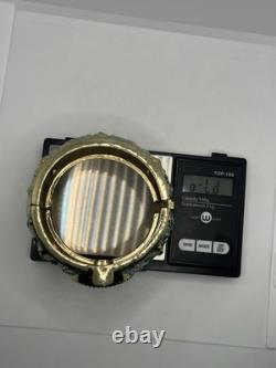 Amedeo Cameo lady gold tone blue enamel wide ornate clamper bracelet vintage