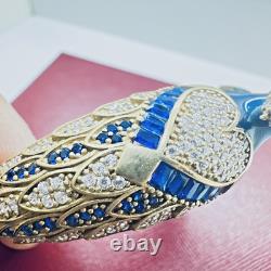 Amrita Singh 925 Sterling Silver Gold Color Blue Enamel Peacock Bangle Bracelet