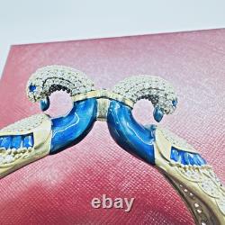 Amrita Singh 925 Sterling Silver Gold Color Blue Enamel Peacock Bangle Bracelet