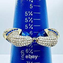 Amrita Singh 925 Sterling Silver Gold Color Blue Enamel Peacock Bangle Bracelet