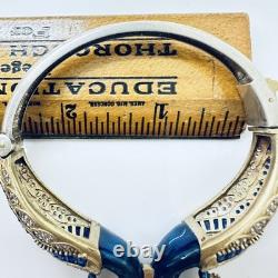 Amrita Singh 925 Sterling Silver Gold Color Blue Enamel Peacock Bangle Bracelet